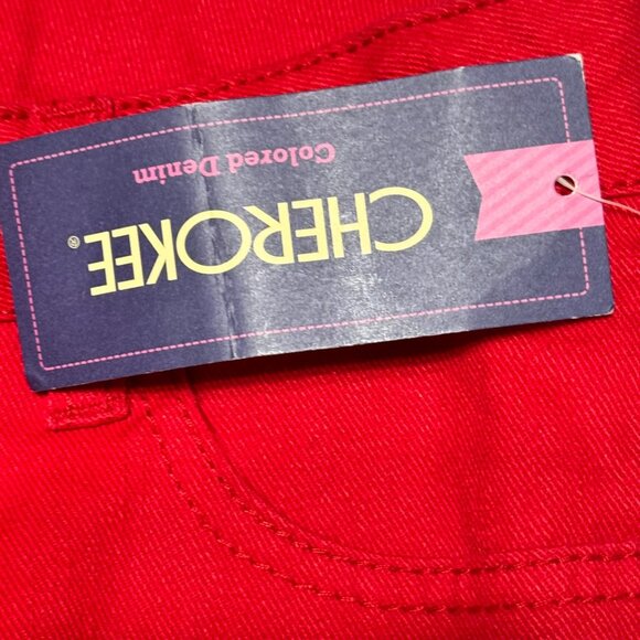 New Girls Cherokee Skinny Red Denim Jeans Size 14 Adjustable Waist - Picture 5 of 9